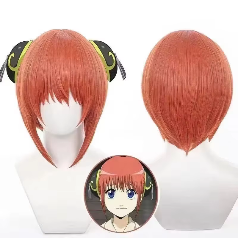 Perruque de cosplay Kagura avec couvre-chef inspirée de l'anime Gintama pour filles et femmes