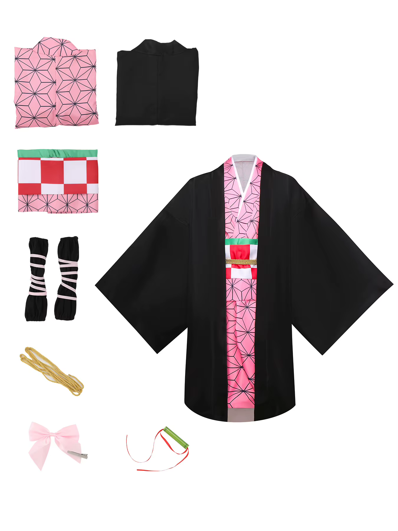 Nezuko Kamado Nezuko Cosplay Costume uniforme de perruque Nezuko avec accessoires pour adultes olympiques d'Halloween et de carnaval