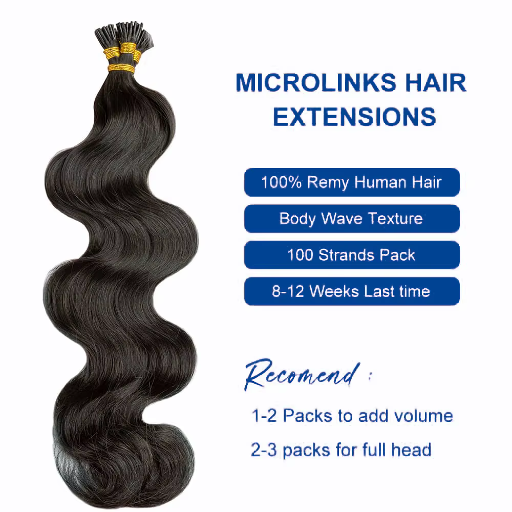 Extensions de cheveux humains I-Tip Body Wave 50G/100G/150G