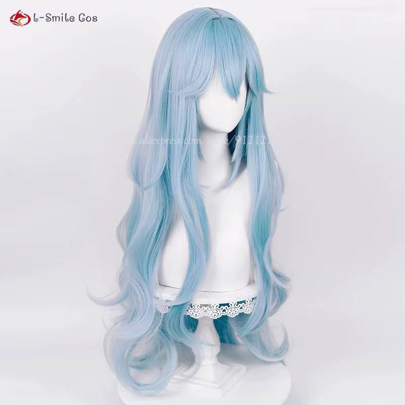 Haute qualité Anime EVA 100 cm de Long Ayanami Rei Cosplay perruque Cyan bleu cheveux bouclés résistant à la chaleur