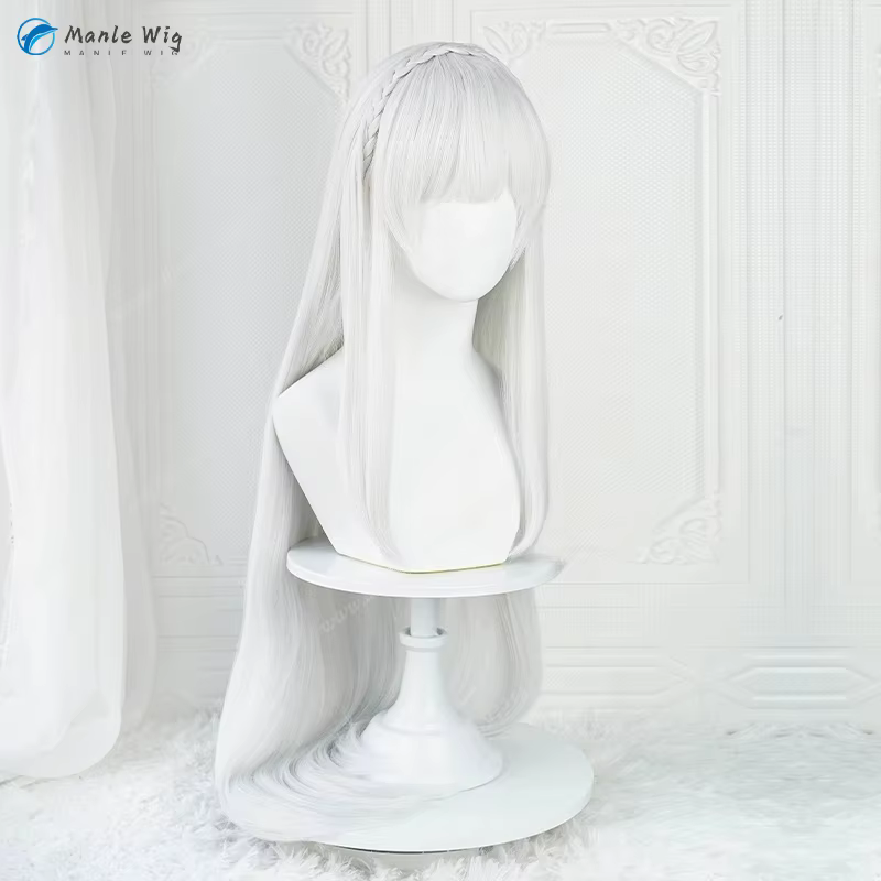 Anime Emilia Cosplay perruque 100 cm de Long argent gris perruques résistant à la chaleur cheveux synthétiques femmes