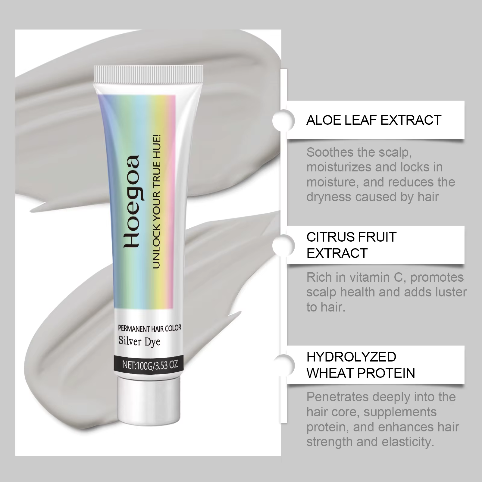 HOEGOA couleur grise mode charme teinture pour cheveux alimentation en profondeur effet Stable longue durée formule