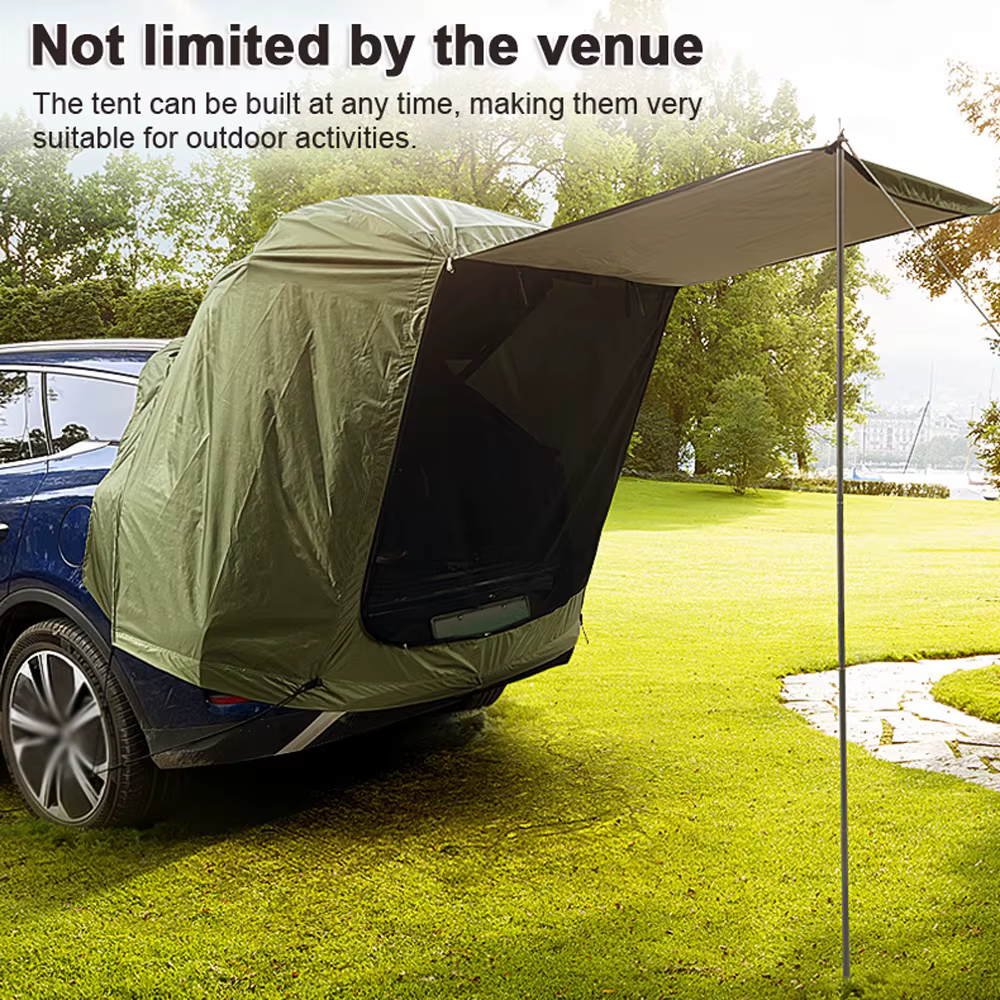 Tente arrière de voiture pour camping et pique-nique, avec auvent, extension de tente arrière de voiture, résistante au soleil et à la pluie