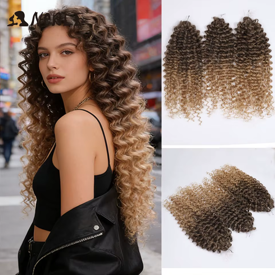 NOBLE Lot de mèches synthétiques ondulées brunes blondes de 24 pouces