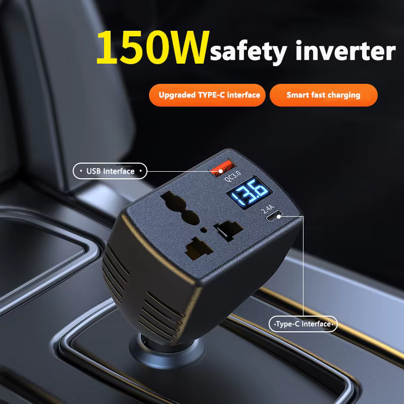 Convertisseur de tension automobile 2025 150W DC 12V vers DC 220V avec chargeur USB pour voiture