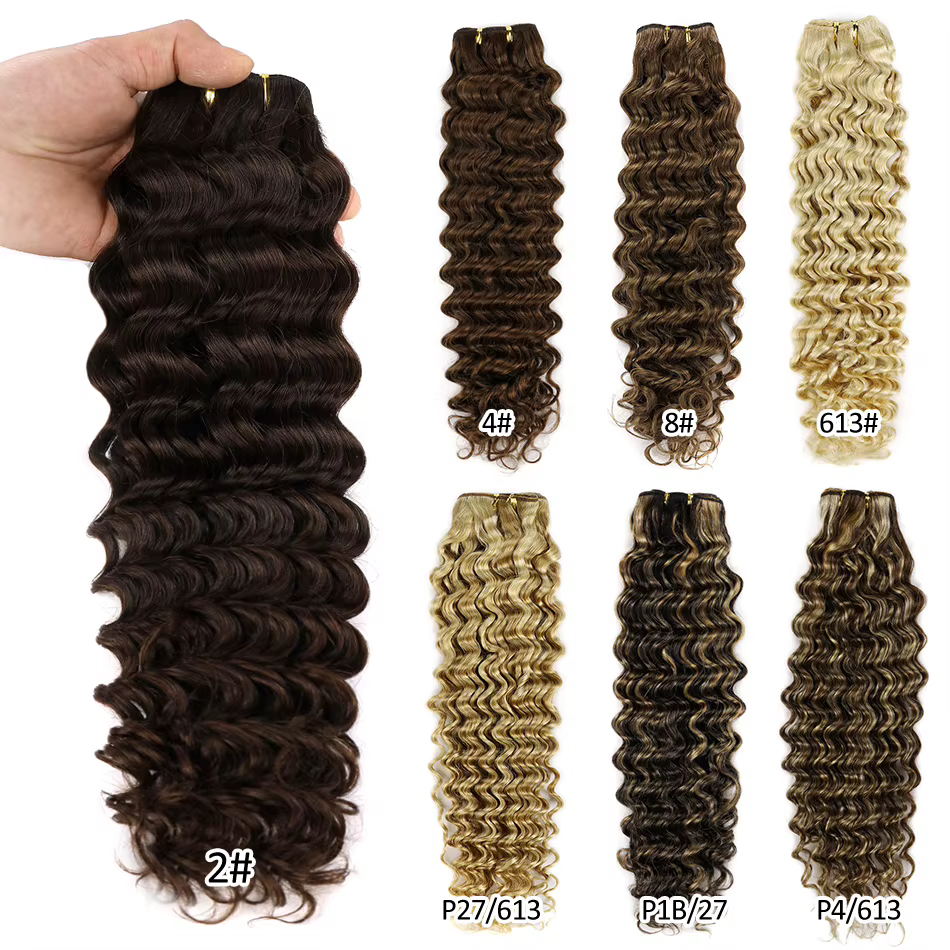 BHF vierge cheveux humains Bundle bouclés trame Extensions mettre en évidence Double dessiné