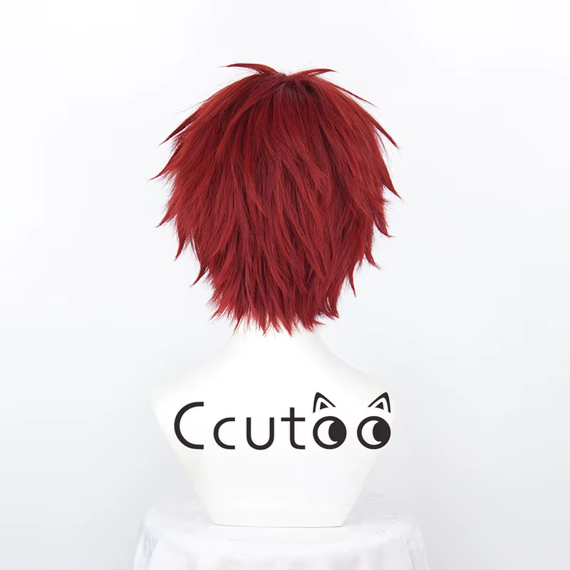 Gaara-Perruque Cosplay Rouge Foncé Courte pour Homme