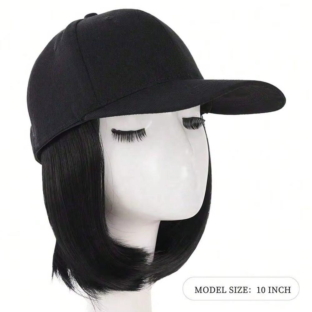 Casquette de baseball avec extensions de cheveux synthétiques