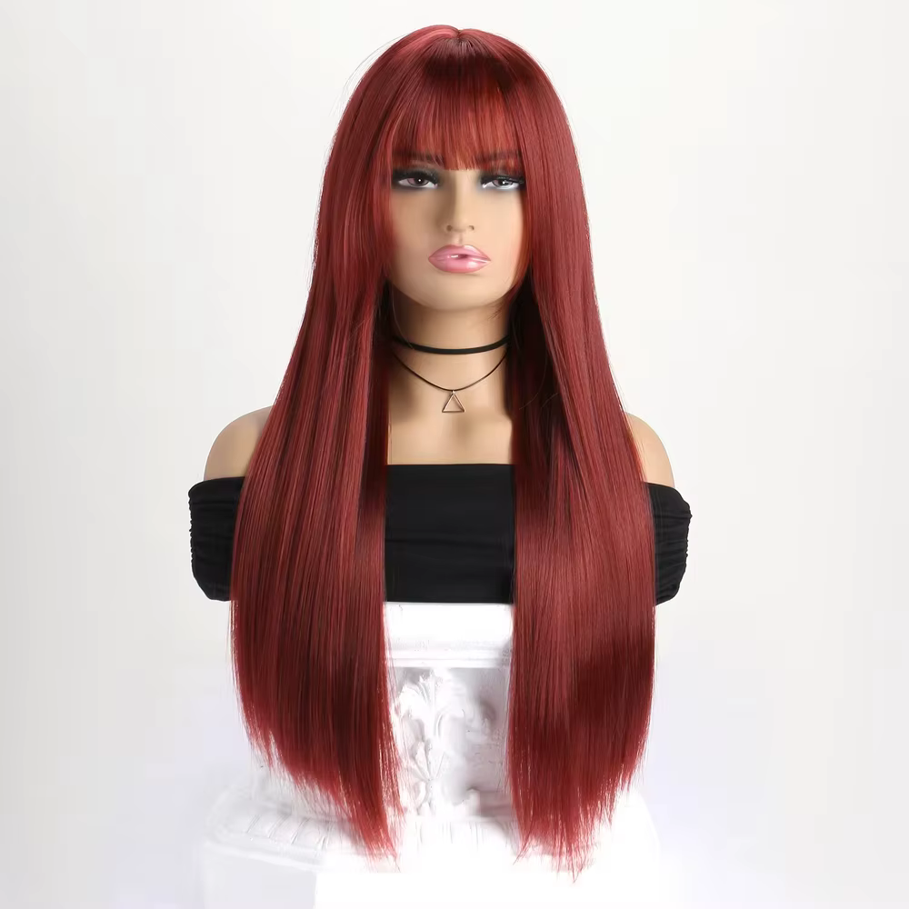Perruque synthétique de 26 pouces la plus vendue pour cheveux longs et raides