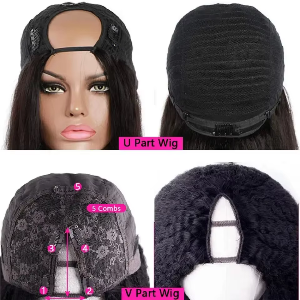 16-34 pouces longue droite V partie perruques de cheveux humains pour les femmes brésilien