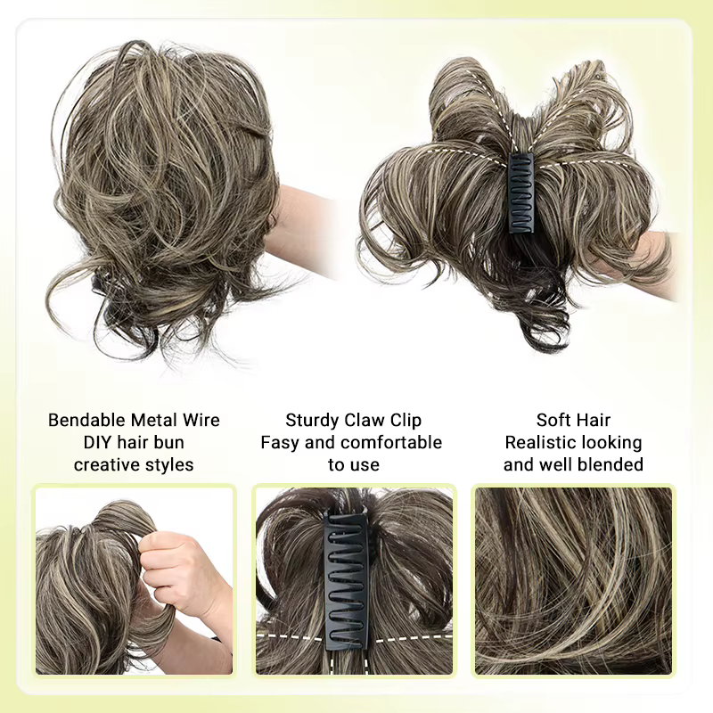 WIGSIN synthétique élégant polyvalent bouclés queue de cheval griffe pince dans l'extension de cheveux réglable adapté facile à porter pour toute Occasion