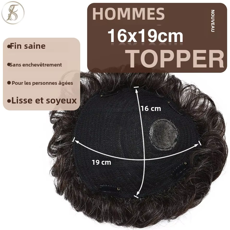 TESS hommes système de remplacement de cheveux 35g hommes toupet 16x19 cm perruque de cheveux humains hommes prothèse capillaire mâle pince dans les Extensions de cheveux
