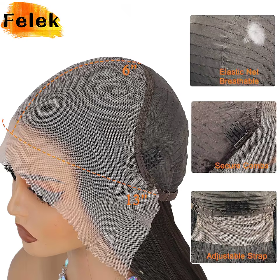 Perruques Lace Frontal 13x6 Marron Super Longues 40 Pouces pour Femmes, Synthétiques Lisses Soyeuses Noires de Haute Qualité, Faciles à Porter, pour Cosplay