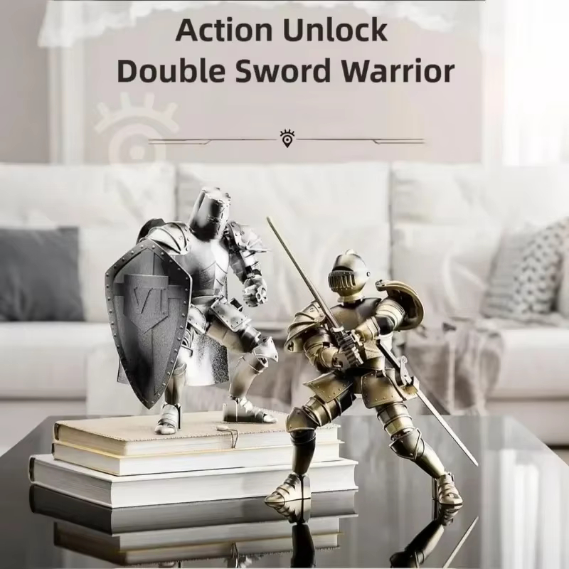 Figurine d'action Knight Armor – Robot mobile multi-articulé à monter soi-même avec armure médiévale, jouet de collection posable pour enfants et adultes