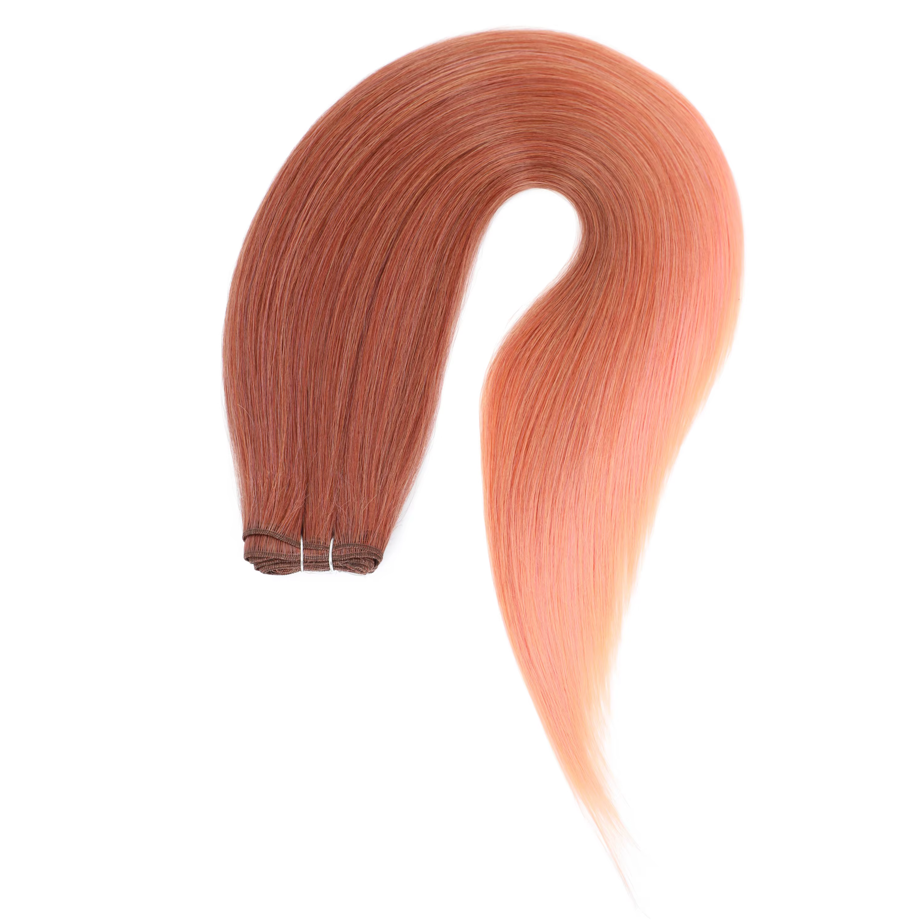 Extensions de Cheveux Synthétiques Naturels Yaki Rose Fantaisie 30 Pouces Lisses Comme des Baguettes 150g 200g Couleur Châtain Orange Cuivré