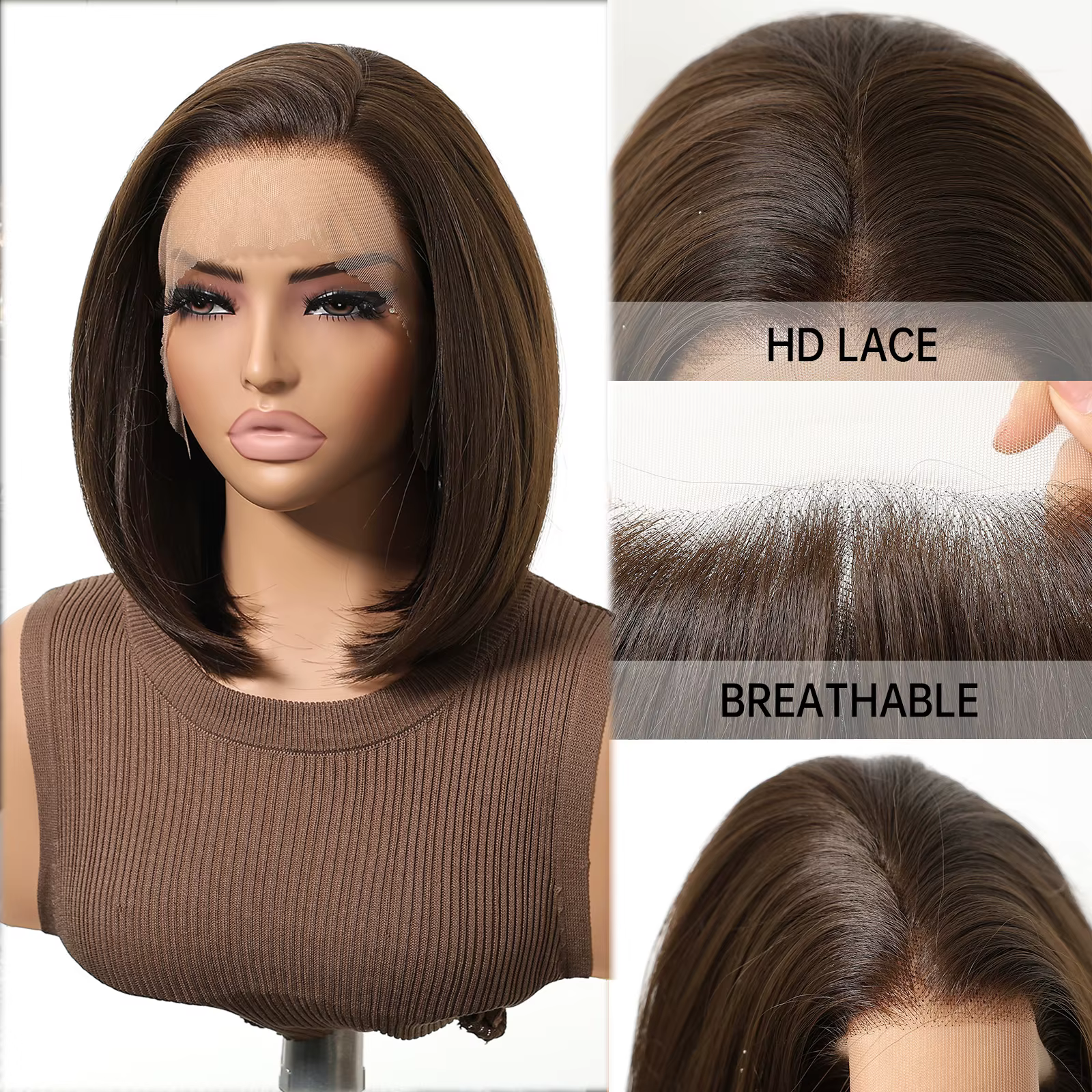EASIHAIR – perruque Lace Front Wig synthétique courte et lisse