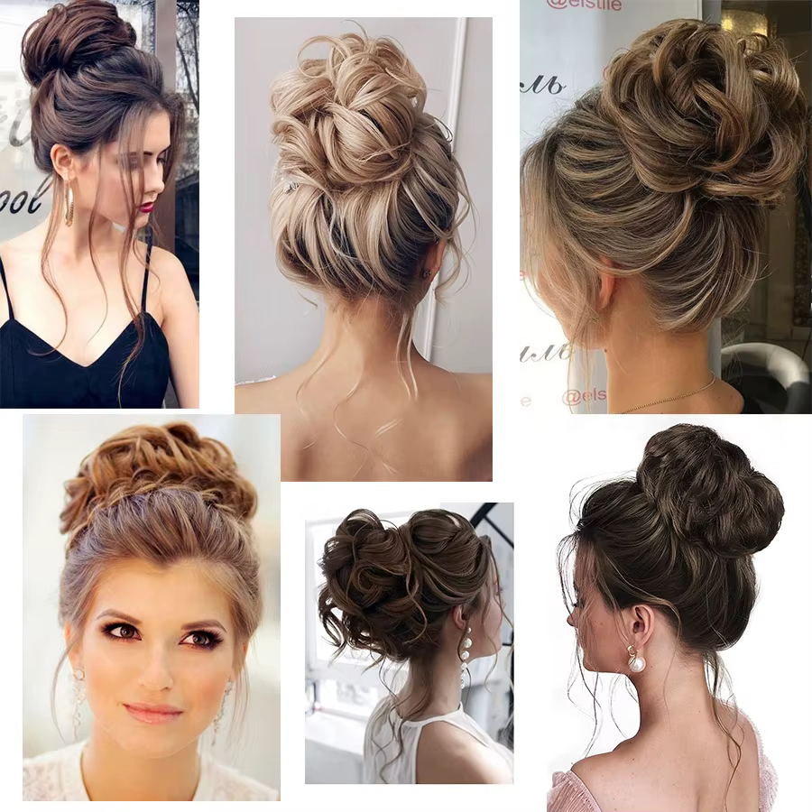 Chignons synthétiques bouclés élastiques