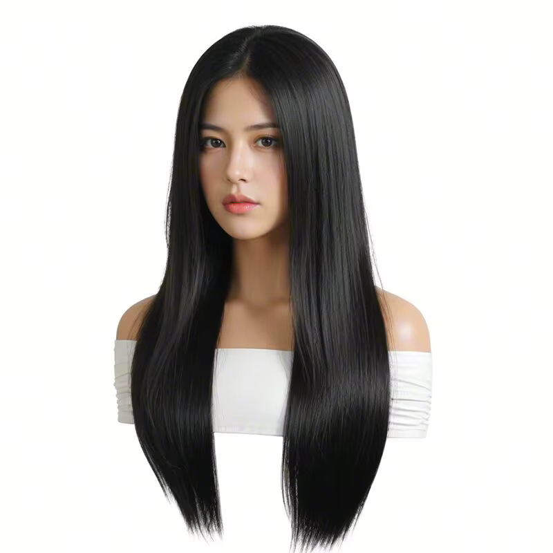 Perruque longue et droite élégante pour femme – Cheveux synthétiques résistants à la chaleur pour cosplay et Halloween