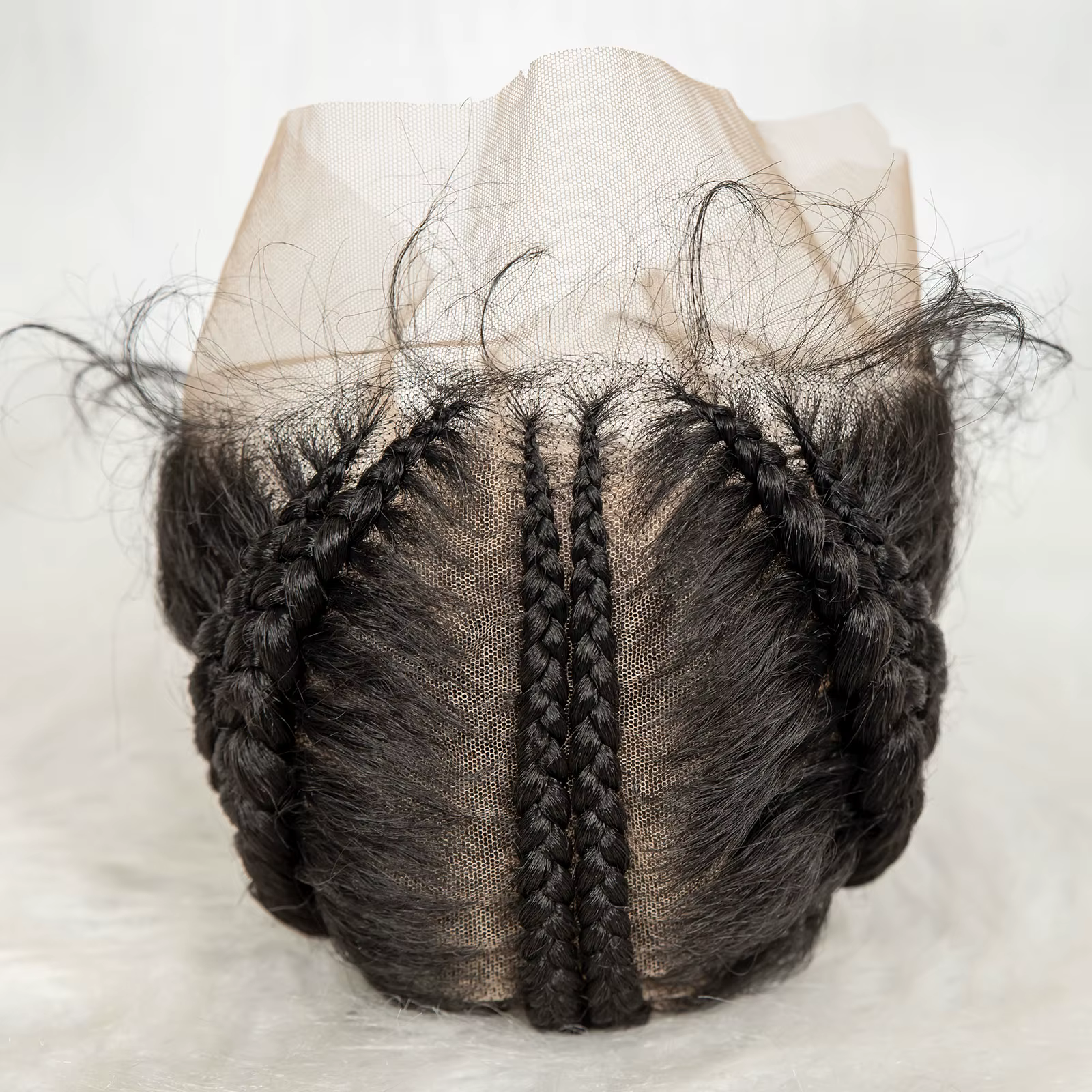 Perruque tressée Lace Front Cornrow, tresses synthétiques Box Braids, perruque chignon haut avec baby hair pour femmes africaines, fibre résistante à la chaleur