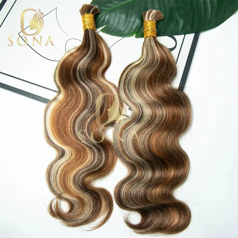 Brun mettre en évidence miel blond en vrac pour tressage en gros Boho tresses Extensions de cheveux humains vague de