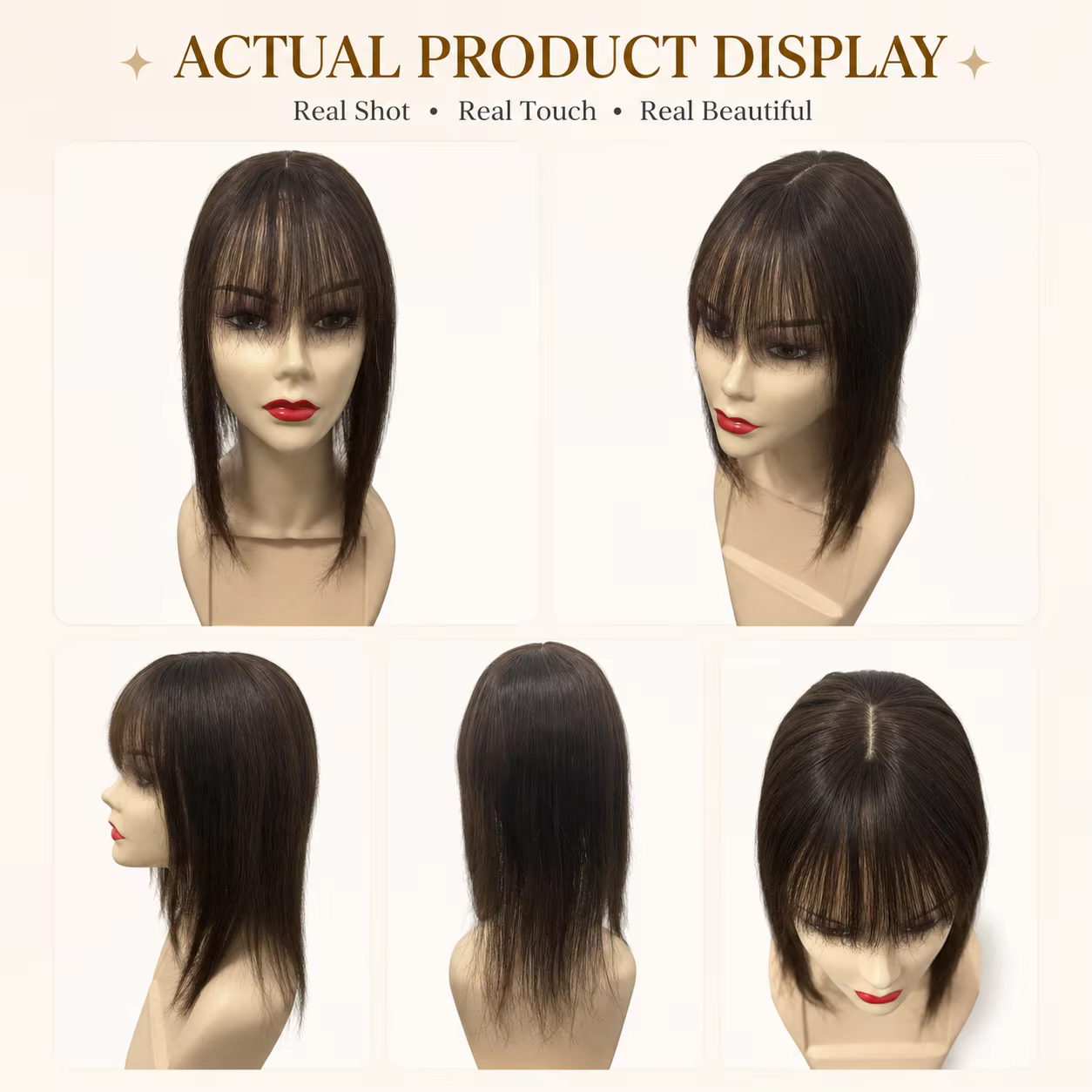 Extensions capillaires naturelles en T-part avec base en dentelle pour femmes