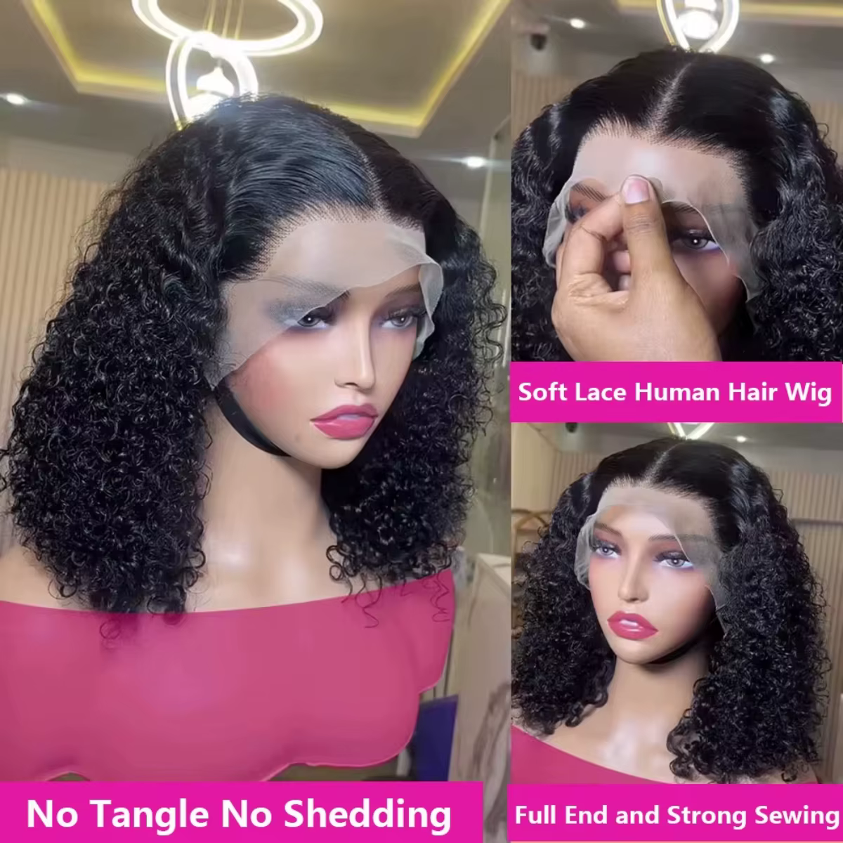 Perruques Bob Courtes Ondulées en Cheveux Humains avec Dentelle Transparente HD 13x4, Densité 180, Perruque à Fermeture 5x5, Perruque Bob Ondulée Effet Mouillé Pré-Pluckée pour Femmes