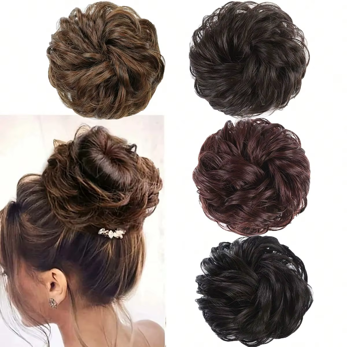 1 pièce postiche chignon en soie artificielle