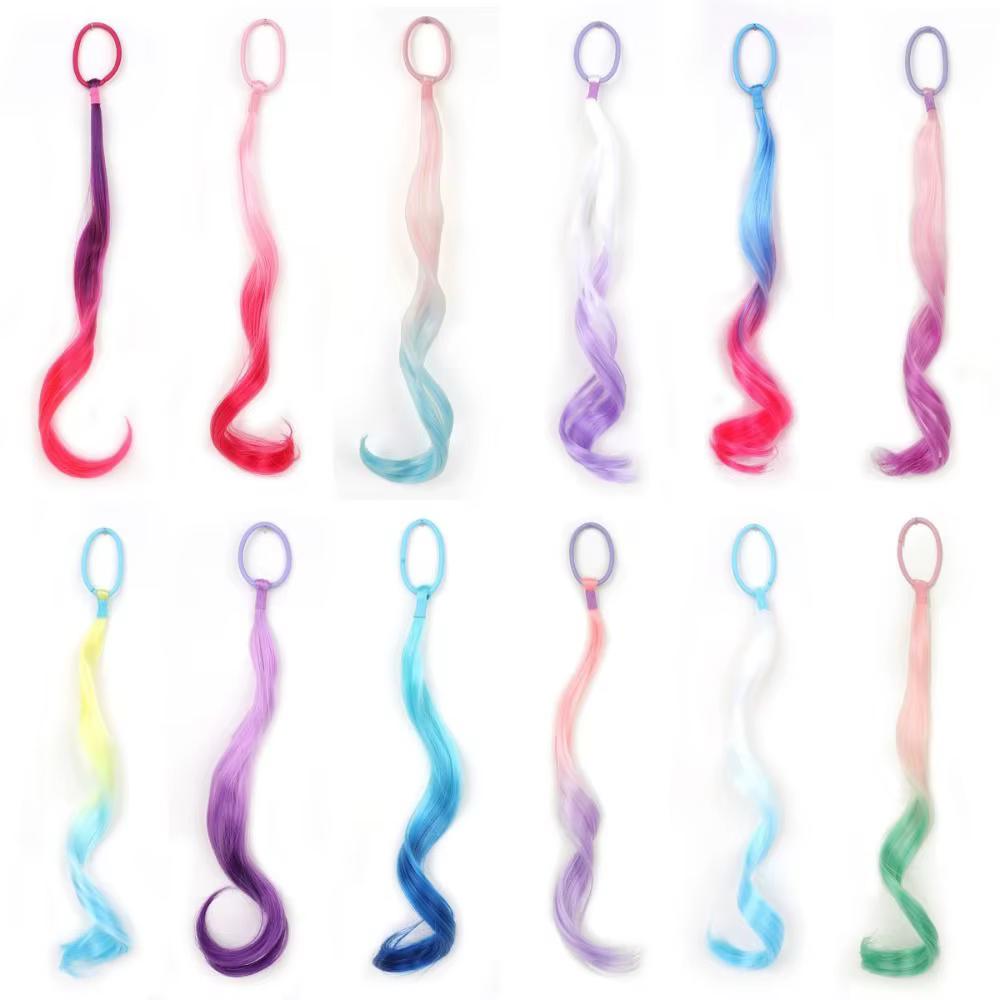 Extensions de cheveux colorées synthétiques de 14 pouces