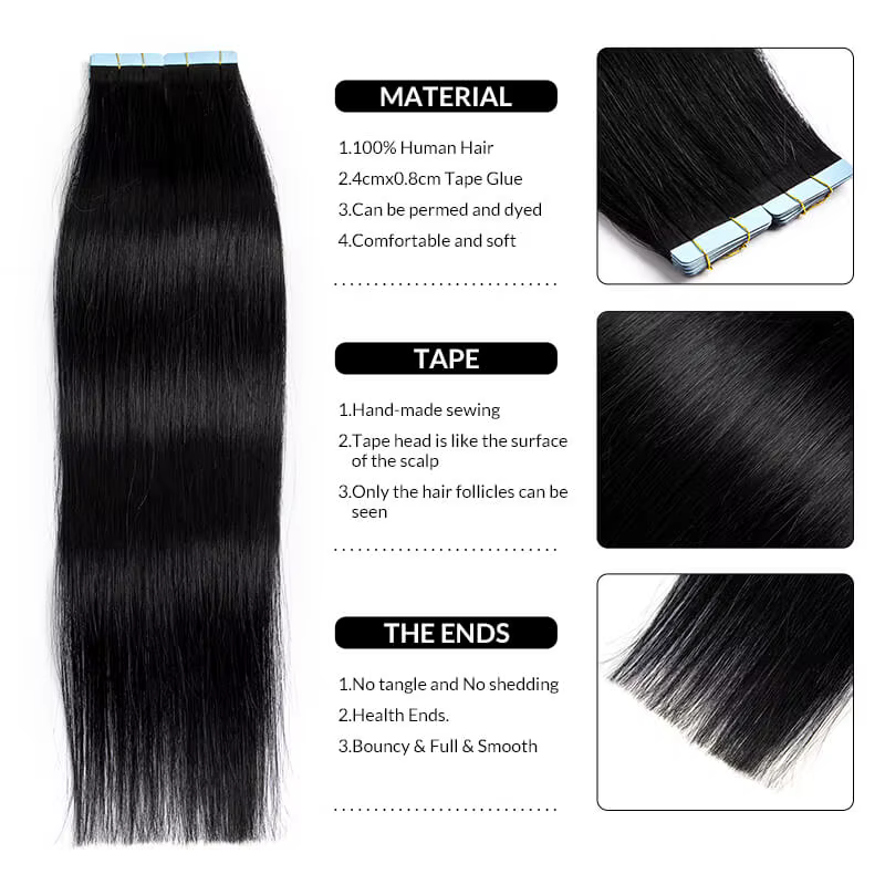 Extensions de cheveux à bandes adhésives
