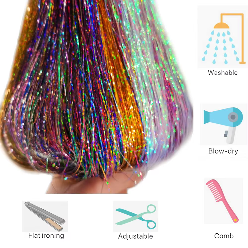 Extensions de cheveux scintillants et brillants