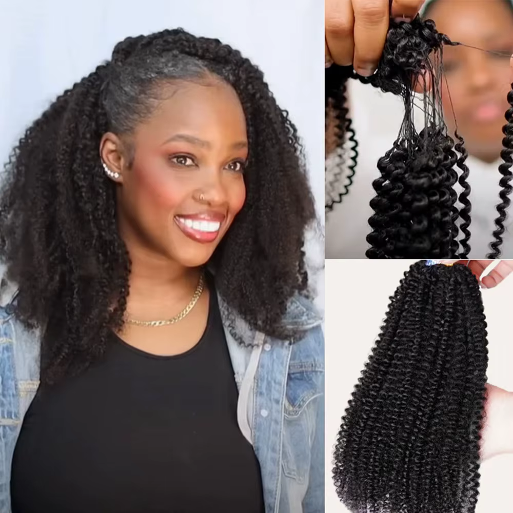 Extensions de cheveux humains bouclés afro de 3e génération