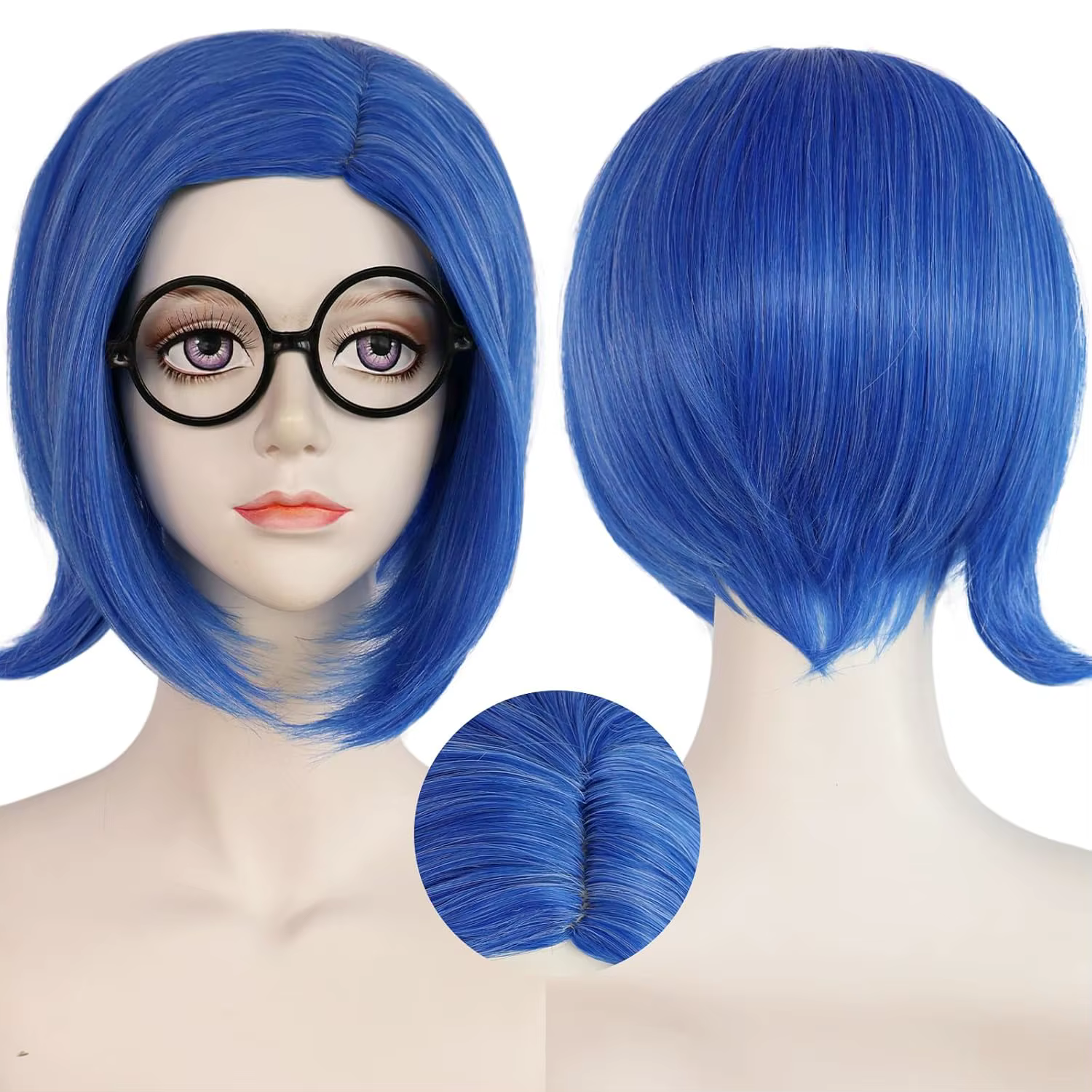 Perruque de tristesse bleue synthétique【+ bonnet