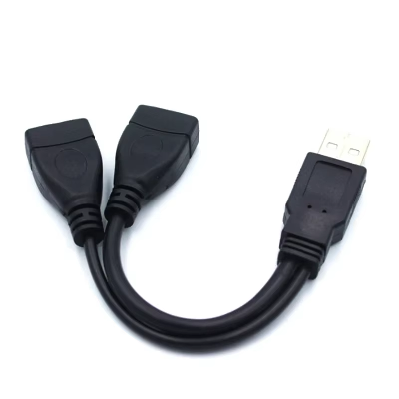 Rallonge USB 2.0 mâle à 2 femelles, séparateur Y, adaptateur d'alimentation, convertisseur pour PC, Transmission de données de voiture, chargement