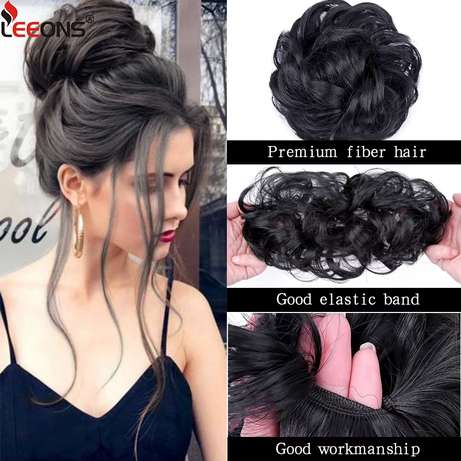Chignons synthétiques bouclés élastiques