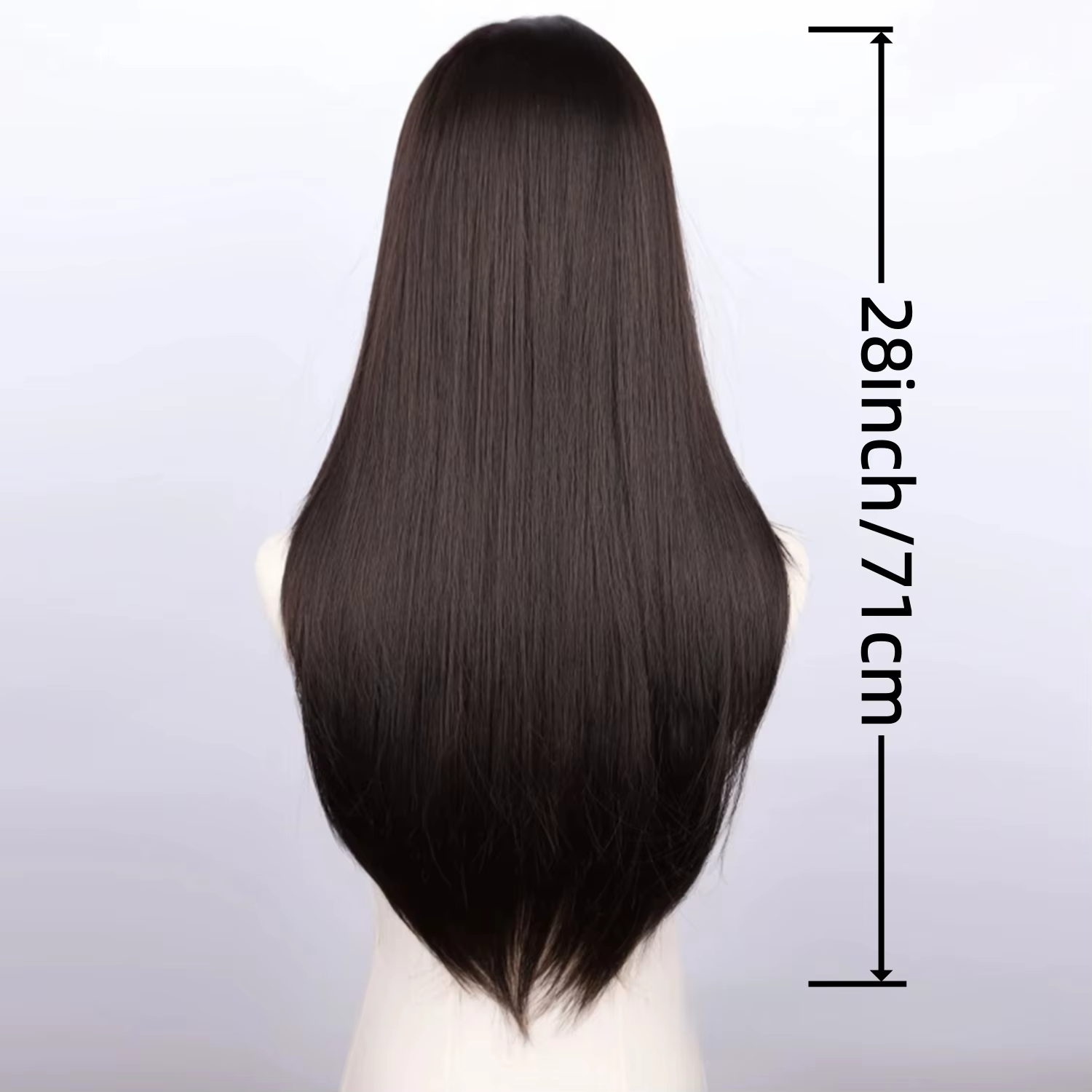 Perruque synthétique lisse noire naturelle de 28 pouces