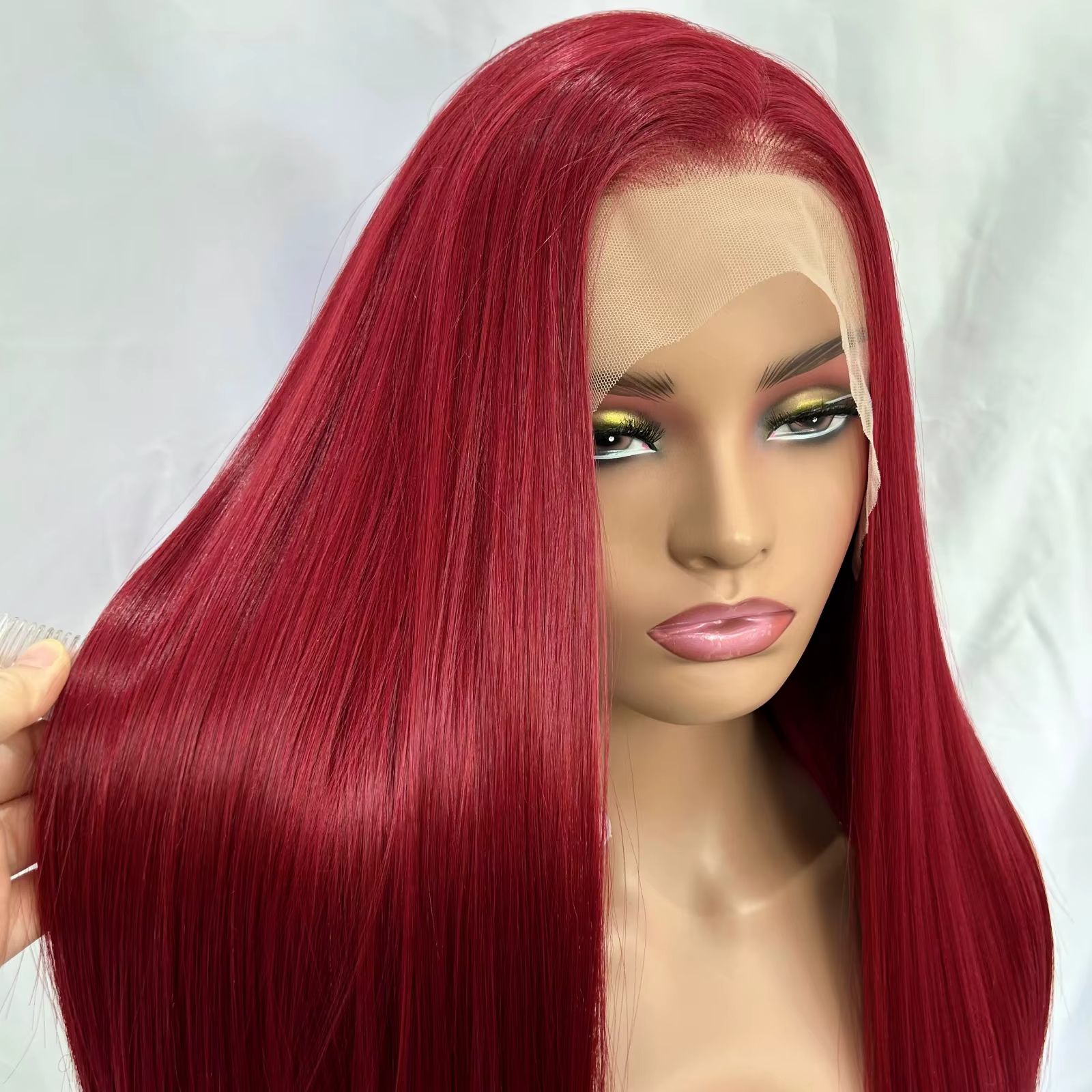 Perruque Lace Front Wig synthétique bordeaux 99J