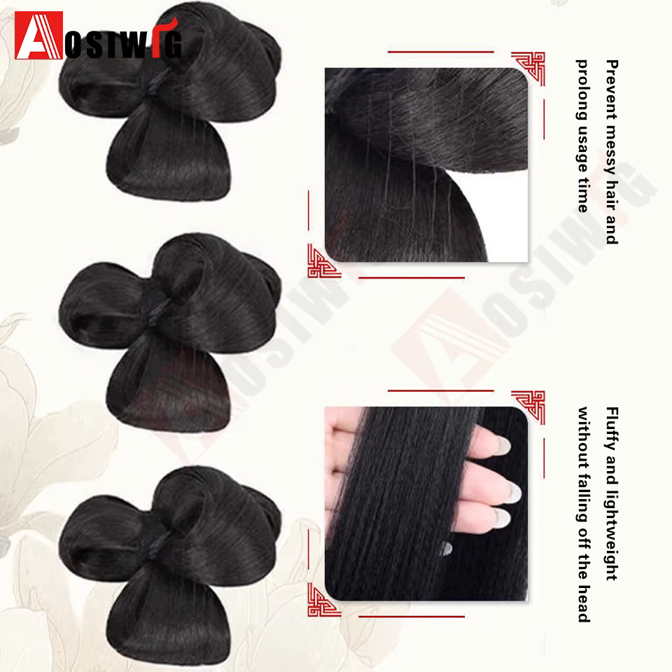 Perruque de chignon synthétique de coiffure de mariée