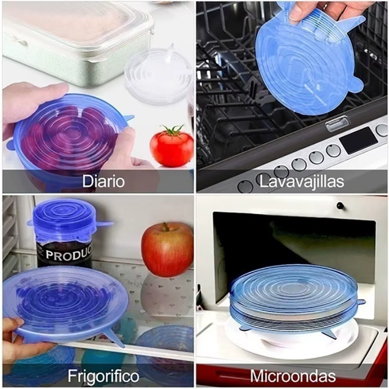 Lot de 6/12/24 couvercles alimentaires en silicone extensibles, réutilisables, hermétiques, pour la conservation des aliments, accessoires de cuisine, rangement réfrigérateur