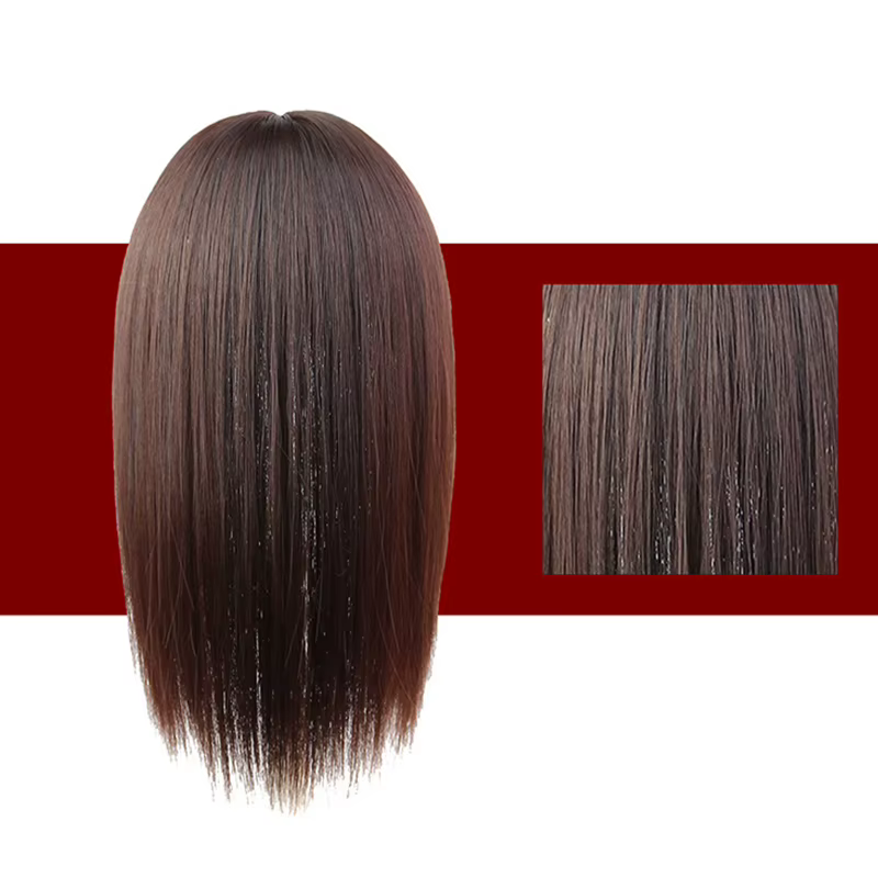 25 cm perruque pièce cheveux raides Toppers postiche anti-dérapant pince en femmes frange
