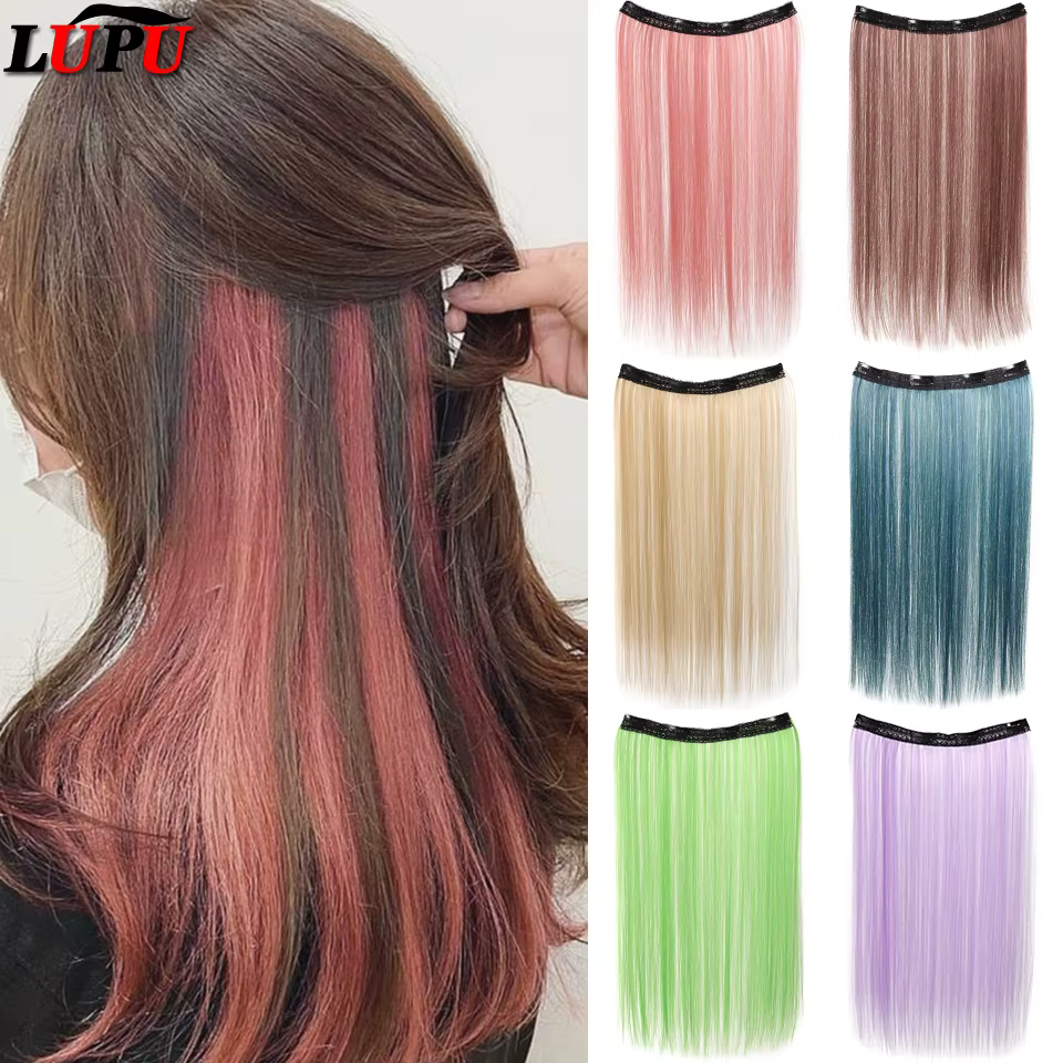 LUPU pince synthétique dans les Extensions de cheveux raides postiche colorée rose violet blond pour les femmes vacances utilisation de fête de noël