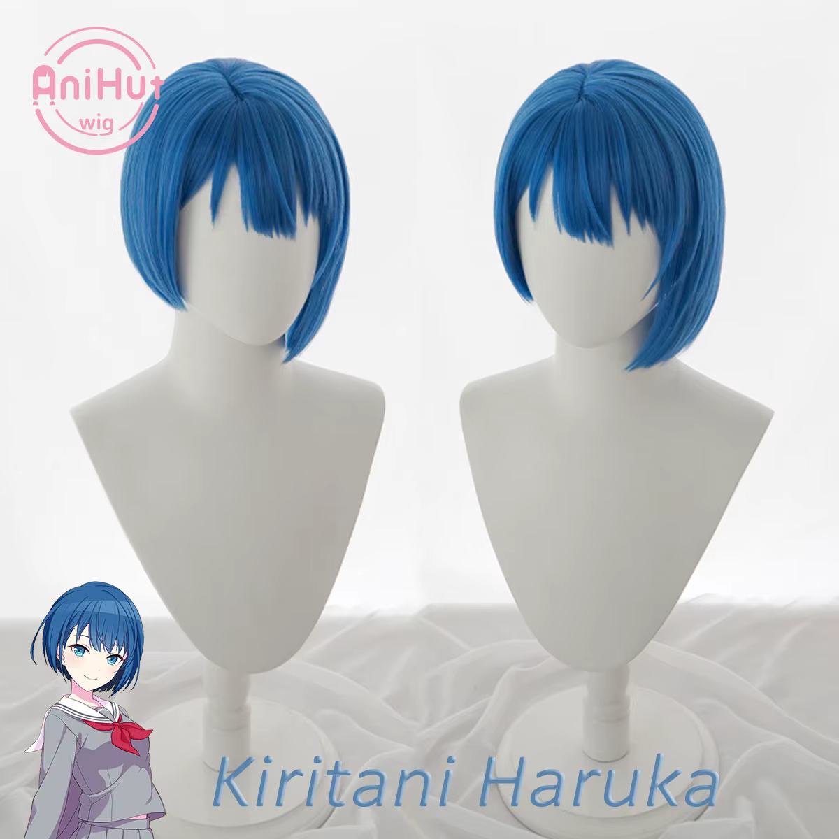 Perruque de cosplay AniHut bleue de 32 cm de Kiritani Haruka