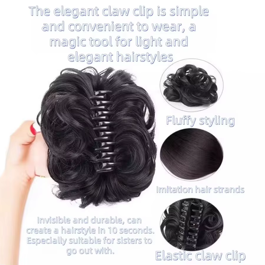 Perruque synthétique pour femmes – Chignon à bourgeons de fleurs paresseux de style chouchou