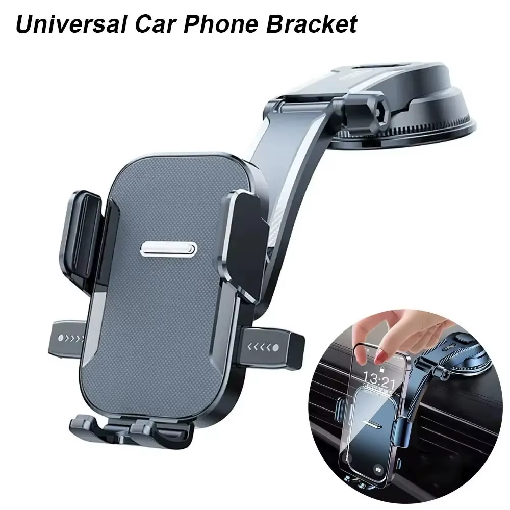 Support de téléphone de voiture à ventouse par gravité, réglable et extensible, pour pare-brise et tableau de bord, navigation