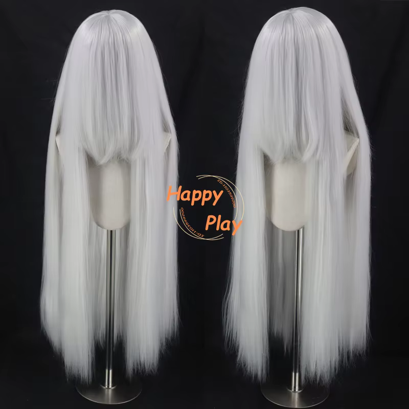 Qualité synthétique Volume épais 500g 39 "100 cm perruque de Cosplay Anime droite avec Bang blanc gris argent Palette de couleurs perruques de base