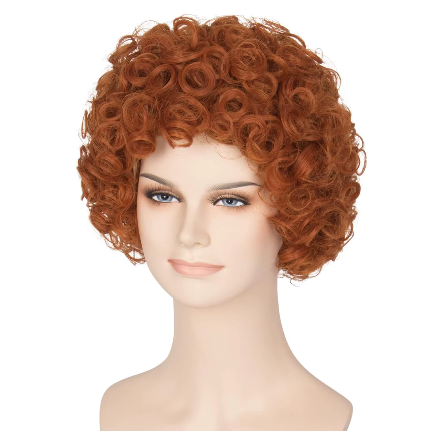 Perruque Courte Bouclée Rouge Orange pour Femme