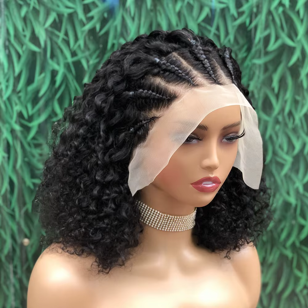 Perruque de cheveux humains tressés 13x4 perruques avant de dentelle