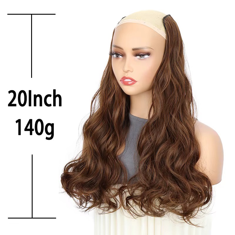 Extension de cheveux synthétiques longs bouclés ondulés de 20 pouces