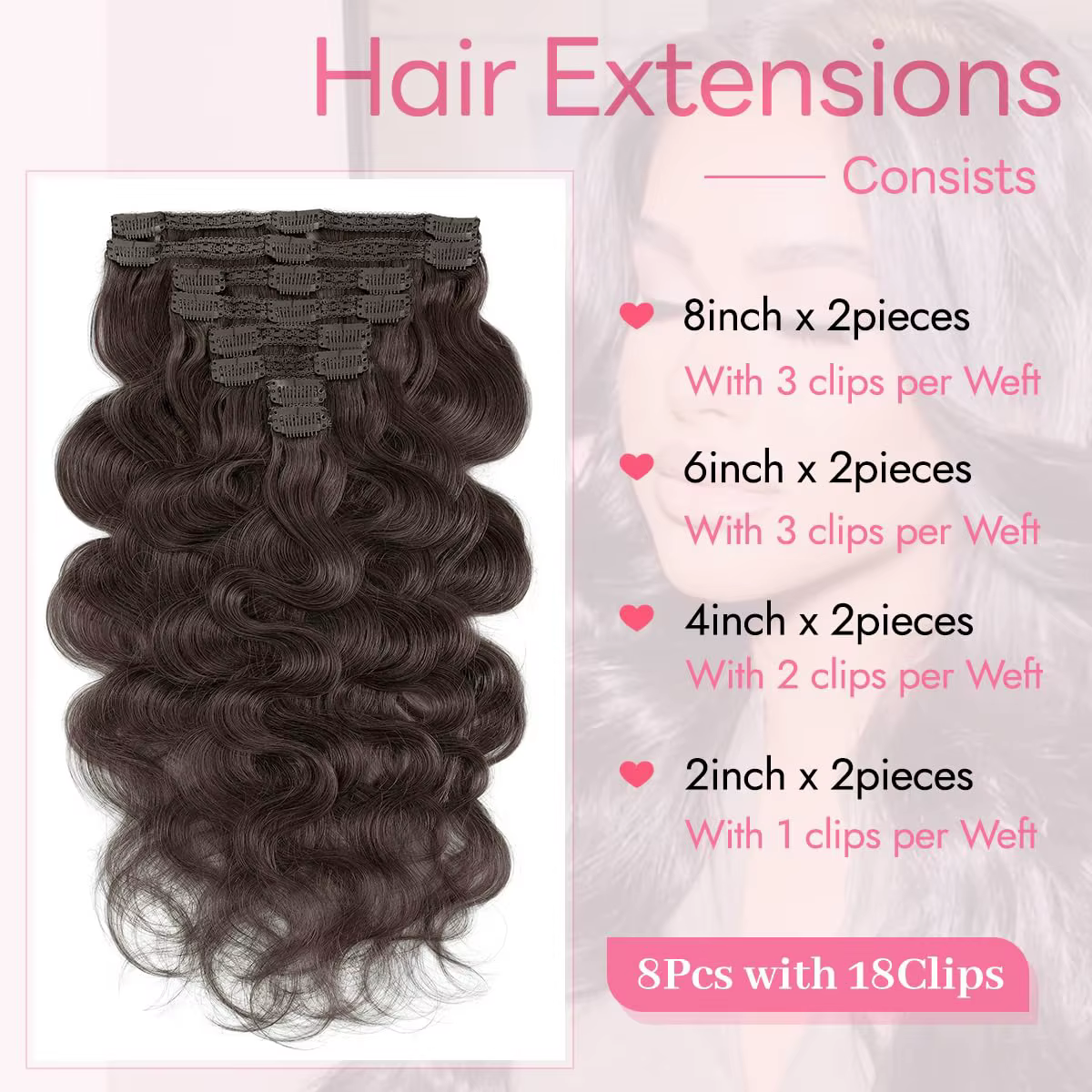 Extensions de cheveux à clipser