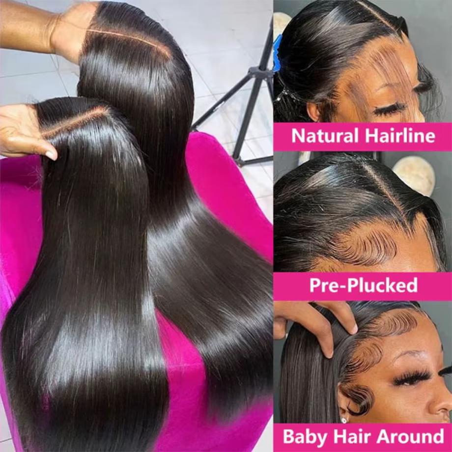 Perruque droite sans colle pour femme