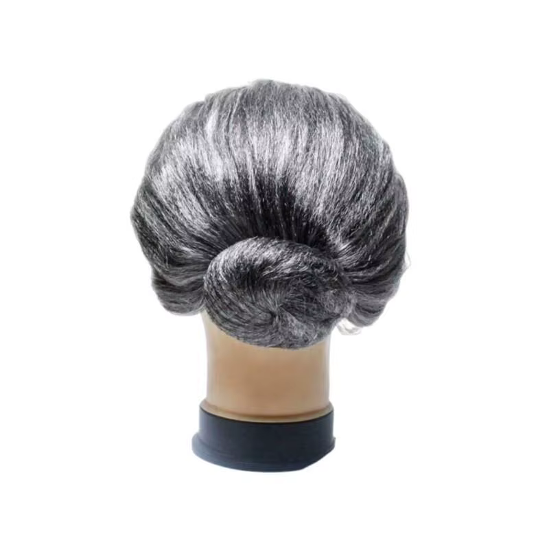 Perruque synthétique grise pour femme âgée